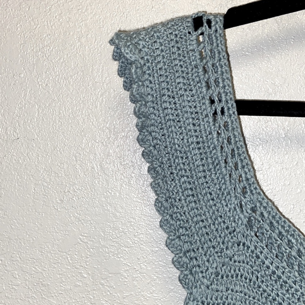 Altar’d State Teal Crochet Boho Festival Crop Tank Top 3446 - Picture 3 of 8